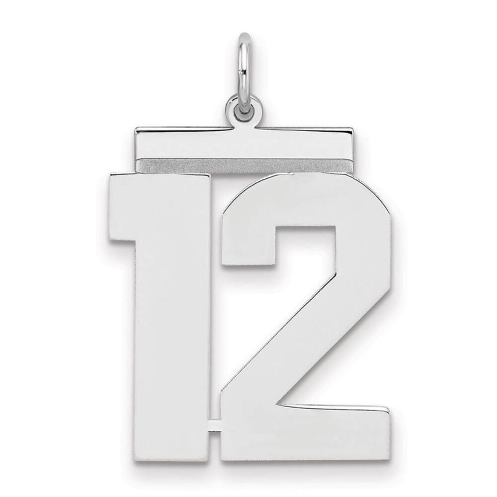 Sterling Silver, Athletic Collection, Large Polished Number 12 Pendant